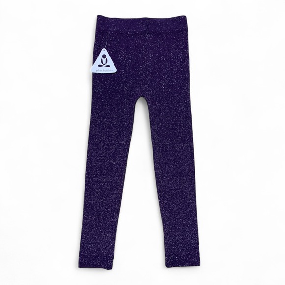 Phat Buddha Leggings One Size Jane Purple Sparkle Shimmer Stretch Yoga Pants NWT - Picture 1 of 7